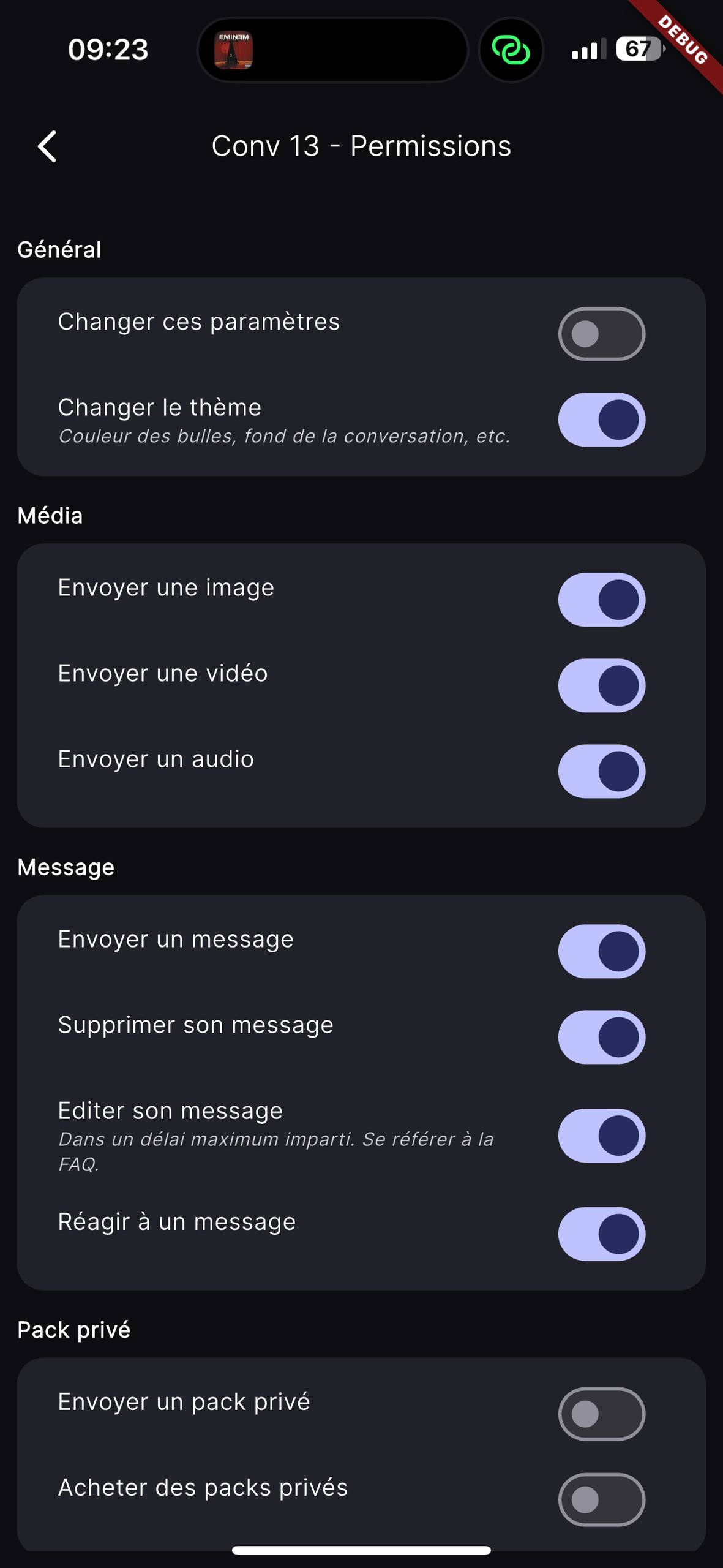 Vipuick conversation permissions
